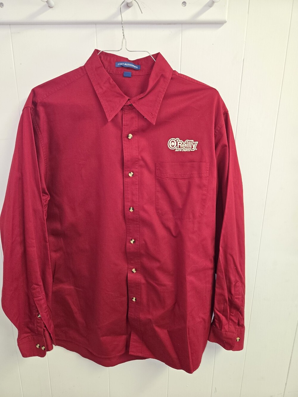 Men's Red Long-Sleeve Button-Up Shirt O'Reilly Auto Parts dress Shirt